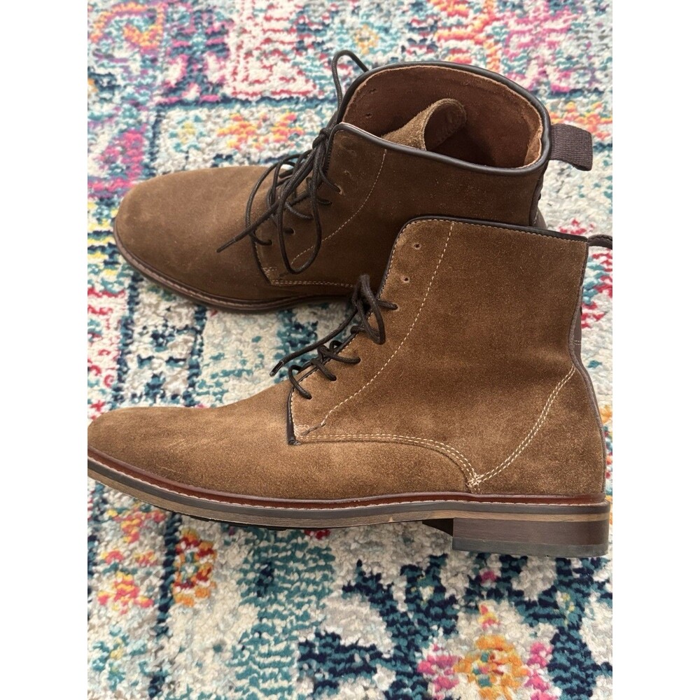 Shoe The Bear Ned Men's Brown Suede Lace Up Round Toe Boots Size 42 US 10